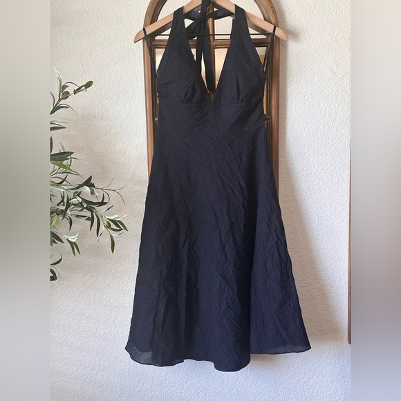 J.Crew 100% Cotton Navy Blue Halter Midi Dress Size 6 –Classic & Timeless Style - Picture 1 of 5